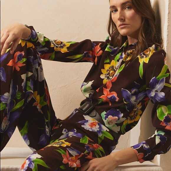 Ralph Lauren Spring 2021 Collection Brown Multi Hailey Floral Print Cady Blouse - Picture 10 of 16